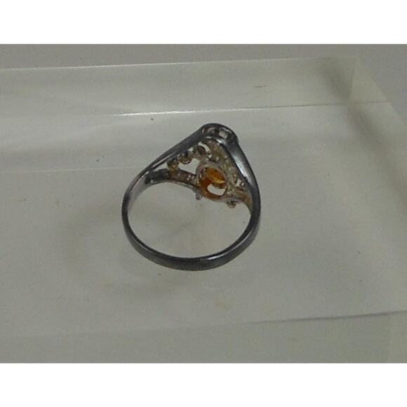 Vintage Sterling Silver Charm Ring Mother Grandmother Baby Sim Diamond Size 6 - Picture 3 of 7
